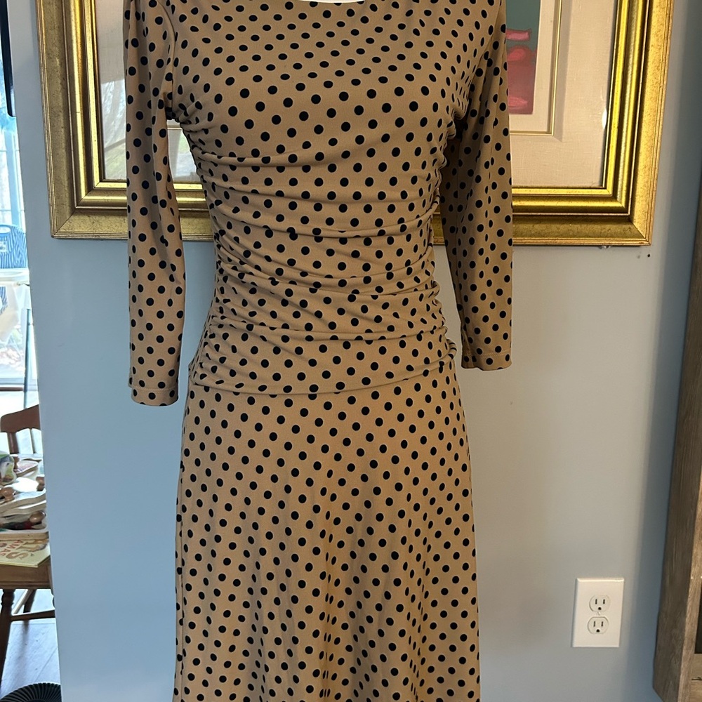 Enfocus Studio Black Polka Dot Long Sleeve Dress